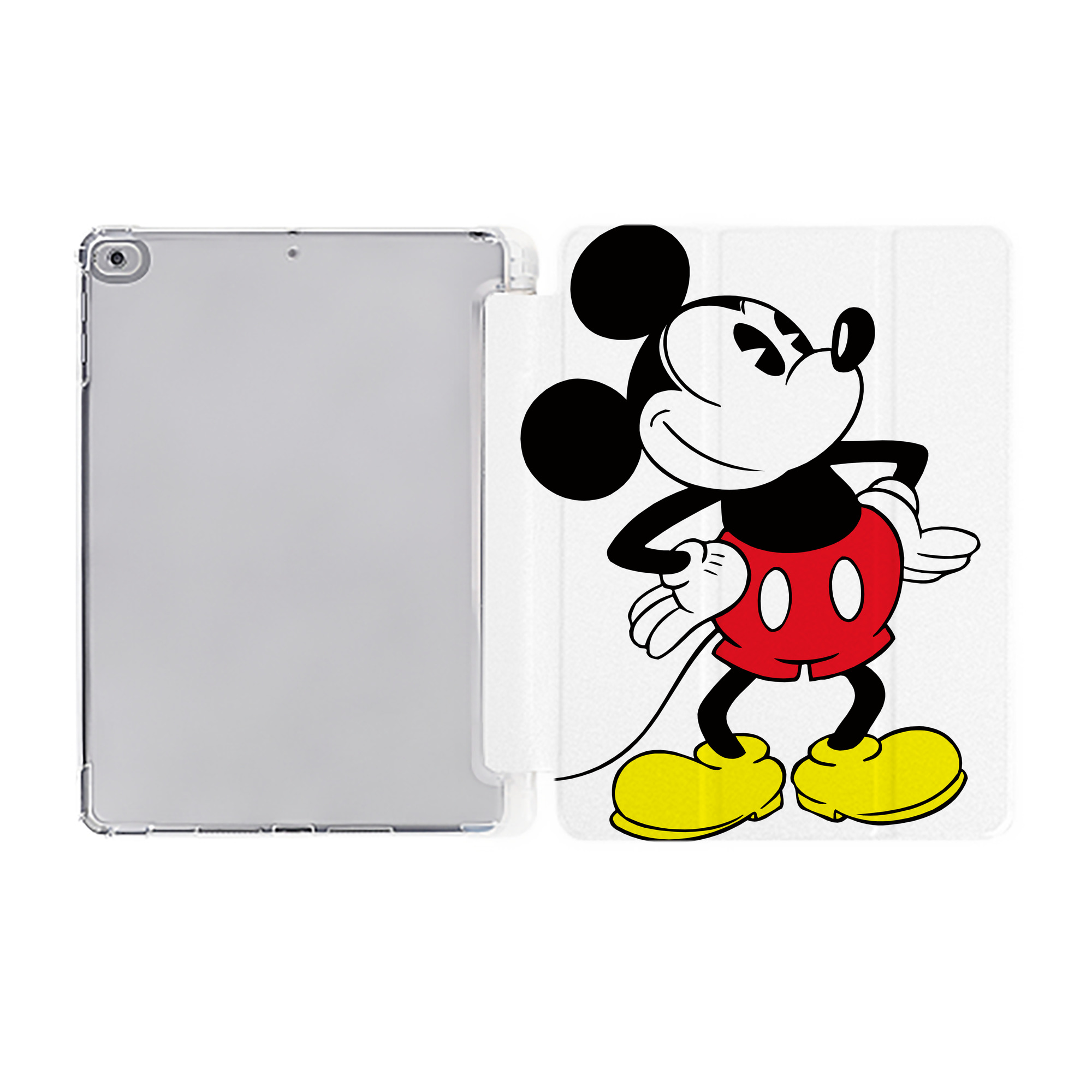 （画像用） ミッキーマウス Mickey Mouse IPad ケース ペン収納付き 三つ折りスタンド PUレザー×シリコン 対応機種9.5/10.5/10.9インチ